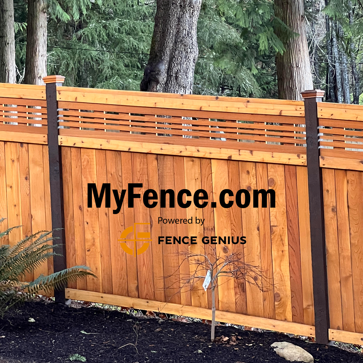 Horizontal lattice top cedar fence by MyFence.com